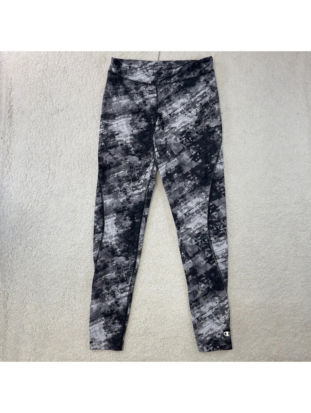 Champion PowerTrain Leggings Women's Small Gray Black Athletic Workout Yoga
